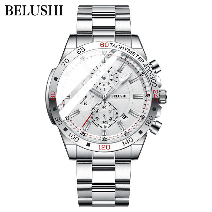 belushi-นาฬิกา-ผู้ชาย-ของแท้-100-หรูหรา-ลำลอง-โครโนกราฟ-กันน้ำ-กันกระแทก-เรืองแสง-ของขวัญ-ผู้ใหญ่-สายเหล็ก-568