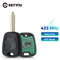 KEYYOU กุญแจรถระยะไกลควบคุม2ปุ่ม433Mhz สำหรับ Citroen Saxo Picasso Xsara Berlingo กุญแจล็อคประตูรถใบ SX9