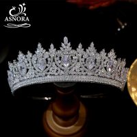 ASNORA หรูหรา CZ Tiaras วินเทจคริสตัลมงกุฎประกวดพรรครักมงกุฎสำหรับผู้หญิงเจ้าสาวอุปกรณ์ผมจัดงานแต่งงานเครื่องประดับ