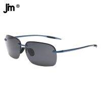 JM Rimless Polarized Rectangle Sunglasses Men Women Aluminum Arm Spring Hinge UV400