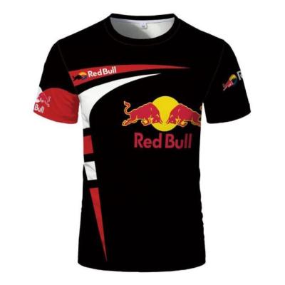 CODTheresa Finger Red Bull pattern T-shirt summer mens short sleeve top round neck comfortable breathable 3D print style