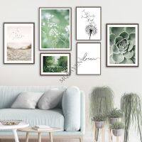 Succulents Dandelion Beach Green Grass Art ภาพวาดผ้าใบ Nordic โปสเตอร์และพิมพ์ภาพผนังสำหรับตกแต่งห้องนั่งเล่นใหม่0922