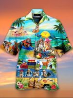 xixibeauty Trendy Hawaiian Style Print Mens Casual Short Sleeve Shirt, Mens Shirt For Summer Vacation Resort, Tops For Men