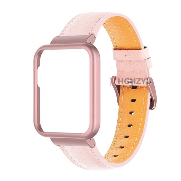 สายหนังคุณภาพสูงสำหรับ-xiaomi-mi-watch-lite-bracelet-สำหรับ-redmi-watch-2-3-lite-กรอบกันชนฝาครอบตัวป้องกันเคสโลหะ-carterfa