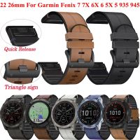 [HOT JUXLLKBKOW 514] 22 26มม. สายนาฬิกาหนังแท้สำหรับ Garmin Fenix 7X 7 6 6X Pro 5 5X 3HR 935สร้อยข้อมือ Smartwatch Quick Release สายรัดข้อมือ