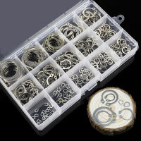 225PCS 304 Stainless Steel Washers Shaft Ring Block Shaft Circlip Gasket Assortment Kit Circlip Retaining Ring Shaft Fastener