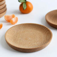 12CM Round Beech Wooden Tray Japanese Style Food Storage Plate Photography Props for Afternon Tea Snack Fruit Studio Photo Shoot