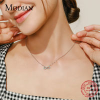 MODIAN 925 Sterling Silver Natural Turquoise Romantic Infinite Love Pendant Necklace For Women Valentines Day Gifts Jewelry
