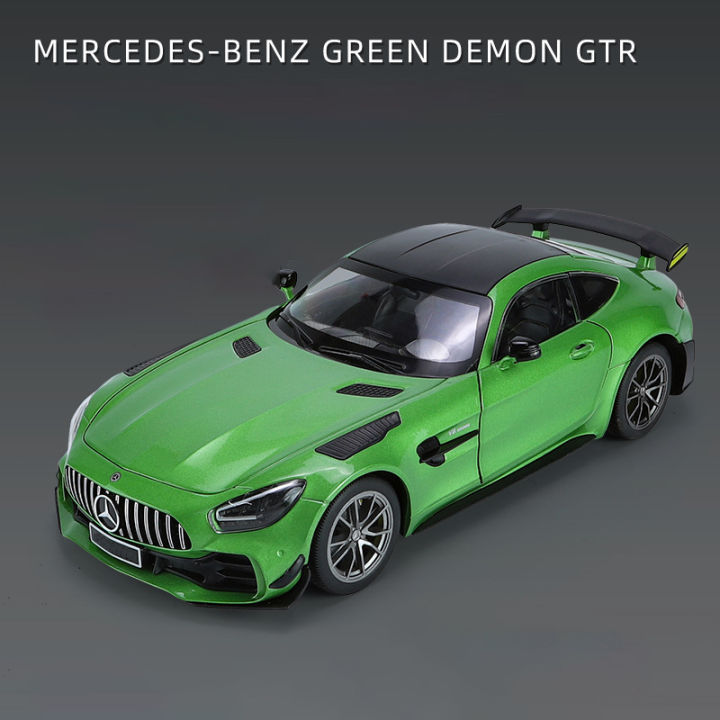 1-18-benz-gtr-สีเขียวปีศาจล้อแม็ก-die-cast-รถของเล่นรุ่นเสียงและแสงเด็กของเล่นของสะสมของขวัญวันเกิด