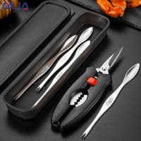 MLIA Seafood Tool Sets Crab Crackers Picks Spoons Set Stainless Steel Crab Peel Shrimp Tool Lobster Clamp Pliers Clip Pick Set