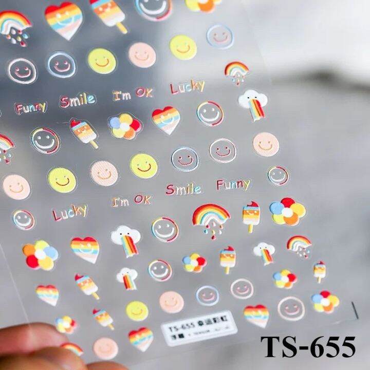 ts-สติ๊กเกอร์แปะเล็บ-ลายดอกไม้-การ์ตูนน่ารักๆมาใหม่จ้า-พร้อมส่ง