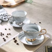 Spot parcel post Creative European Style Black Tea Cup Marbling Color Soil Ceramic Coffee Cup Gold Silver Drawing Edge Tea Cup Wholesale