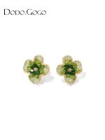 2023 Genuine  DODOGOGO Crystal Flower Earrings Womens Design High-end Light Luxury Earrings 2023 New Ear Clip French Earrings