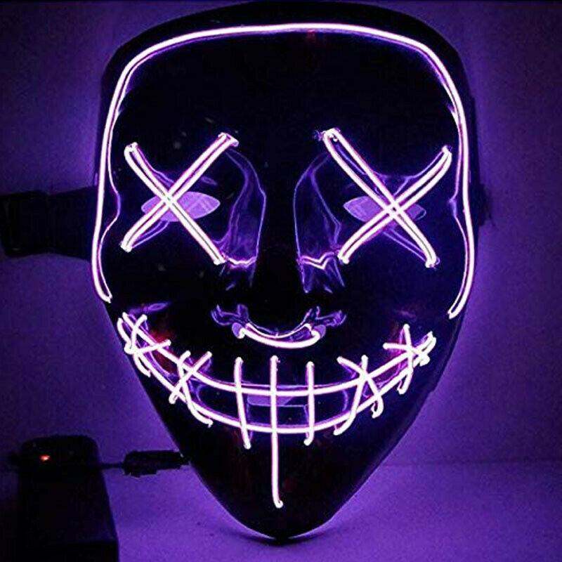 Clubbing Light Up "Stitches" LED Mask Costume Halloween Rave Cosplay Party Xmas 