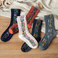 Retro Ethnic Flower Style Womens Crew Socks Set Funny Casual Harajuku Woman Cute Cotton Socks Pack Gift For Ladies Tube Socks