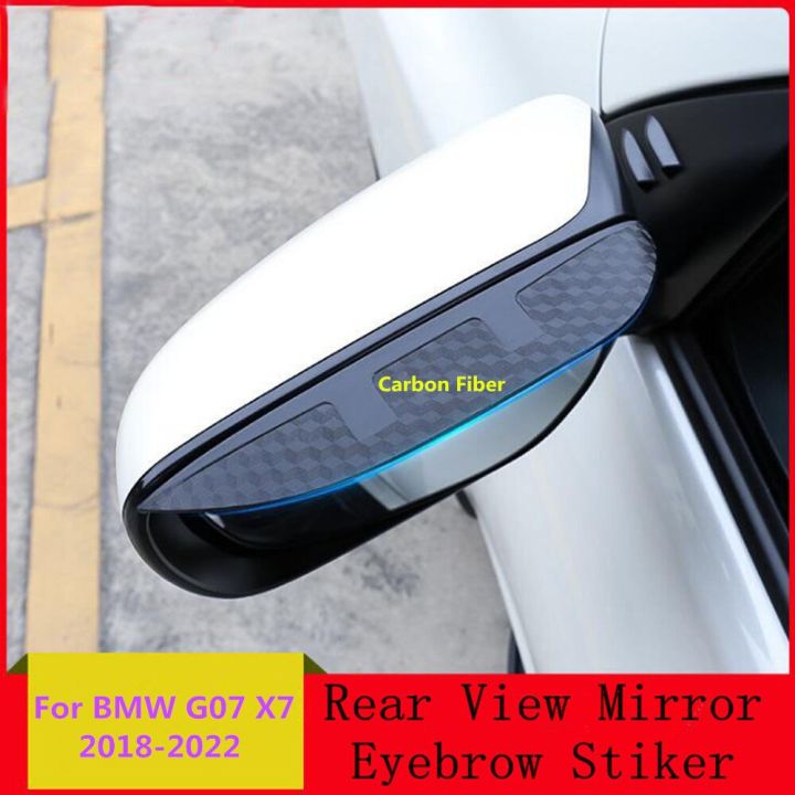 ก้านครอบกระจกมองหลังคาร์บอนไฟเบอร์ป้องกันคิ้ว-lis-pigura-ฝน-แดดอุปกรณ์ตกแต่งรถยนต์สภาพอากาศสำหรับ-x7-g07-bmw-2018-2023กระจกมองข้าง-lfs3883