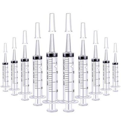 ℡ 6/12/24/36Pcs 20ML Large Plastic Syringe with Catheter Tip Cap and Cover Sterile Individual Wrap for Scientific Feeding Pets Oil