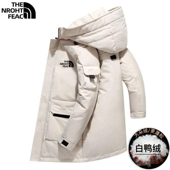 dynamic-north-face-เสื้อขนเป็ดเทรนฤดูใบไม้ร่วงและฤดูหนาว2022ของผู้ชาย-เสื้อขนเป็ดเป็ดสีขาวมีฮู้ดตัวสั้นอบอุ่น