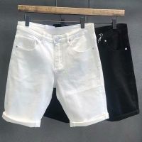 CODluba03411 ?READY STOCK? FASHION CLASSIC Black White casual denim shorts Men Denim Shorts Casual Fashion Summer Elastic Short Jean Pants Seluar Pendek Denim