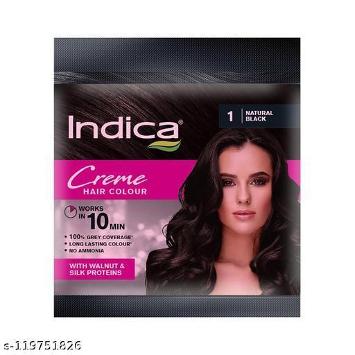 Indica Creme  Hair Color, 10 Minutes Long Lasting Colour, 100%Natural black