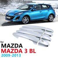 ฝาครอบมือจับโครเมี่ยมสำหรับ Mazda 3 2nd รุ่น BL MK3 Axela 2009 2010 2011 2013ตกแต่งรถยนต์สติกเกอร์อุปกรณ์เสริมสีเงินเงา