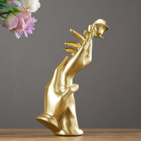 Gold Resin Statue for Decoration Home Decor Statues Abstract Sculpture Modern Figurines Love Rose Statue Valentines Day Present