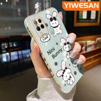 YIWESAN เคสสำหรับ Infinix Hot 10S NFC Hot 10T เคสการ์ตูนโชคกระต่ายขอบสี่เหลี่ยมเคสมือถือดีไซน์ใหม่ชุบแบบบางเคสฝาปิดเลนส์เต็มรูปแบบกล้องปกป้องเคสนิ่มกันกระแทก