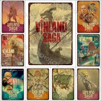 Vintage Vinland Saga อะนิเมะมังงะแผ่นพิมพ์โลหะดีบุกป้ายโปสเตอร์สำหรับผับบาร์หรือ Man Cave Decor