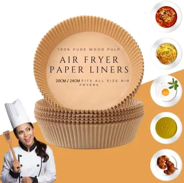 100pcs 50pcs Round and Square Air Fryer Disposable Paper Steamer Baking  Oil-proof Oven papel freidora aire accesorios de cocina