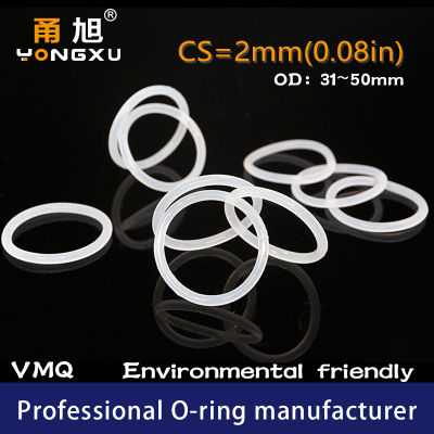 &gt; 2023 above5PCS VMQ O Ring Seal Gasket Thickness CS2mm OD22 454650*2 Silicone Rubber Waterproof Washer Nontoxi White
