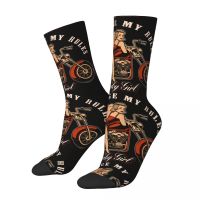 Hip Hop Hot Rod Retro Car Rockabilly My Rules Crazy Mens Compression Socks Unisex Pin Up Girl Model Pop Art Street Crew Sock