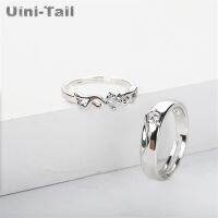 {BUSA Fashion Accessories} Uini-Tail ใหม่ขายดีเงินธิเบต925คู่บินคู่แหวนปรับขนาดได้บุคลิกเรียบง่ายเทรนด์หวาน