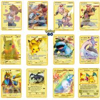 【CW】 Up To Date Pokemon Cards Game Anime Battle Card Gold Metal Card Charizard Pikachu Collection Card Action Figure Model Child Gift