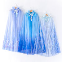 ? Popular Clothing Theme Store~ Princess Elsa Mesh Cape Cloak Childrens Day Stage Costume Kindergarten Performance Girls Birthday Gifts