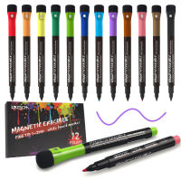 12 pcs School Classroom Supplies Magnetic Erasable Whiteboard Pens Markers Dry Eraser Pages Childrens Drawing Pen Board Markers