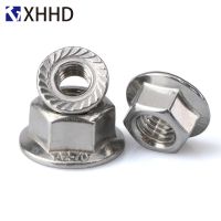 [DE69] Hex Flange Nut เมตริกด้าย Hexagon Pinking Slip ล็อค Lock Nut Hexagonal ล็อค304สแตนเลส M3 M4 M5 M6 M8 M10 M12