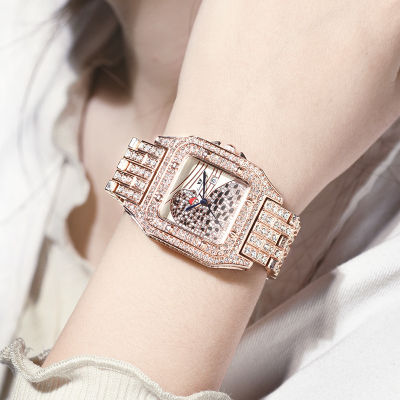 นาฬิกาผู้หญิงแฟชั่น2023ใหม่สแควร์ยิปโซเสือดาวเพชรนาฬิกาผู้หญิงนาฬิกาผู้หญิงควอตซ์