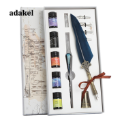 Adakel Feather Quill Pen And Ink Set Vintage Calligraphy Glass Dip Pen Set