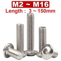 M2M2.5M3M4M5M6~M10 304 Stainless Steel Round Head Hexagon Socket Screw Pan Head Bolt Half Round Cup Mushroom Head Screw 2~50 Pcs Nails Screws  Fastene