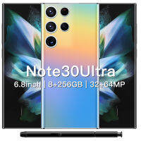 Note30Ultraโทรศัพท์ราคาถูก สมาร์ทโฟนหน่วยความจำ 8G+256G จอ 6.8นิ้ว HD เต็มหน้าจอ แบตเตอรี่ 5600 mAh ถ่ายภาพ ชมภาพยนต์ เกม ชาร์จไว ประกันศูนย์ไทย S22 Ultra