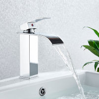 Bathroom Waterfall Basin Sink Faucet Black Faucets Brass Bath Faucet Hot&amp;Cold Water Mixer Vanity Tap Deck Mounted Washbasin tap
