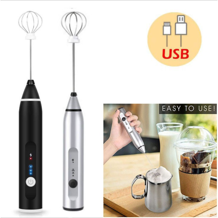 3Speed Electric Milk Frother USB Rechargeable Handheld Foam Maker with