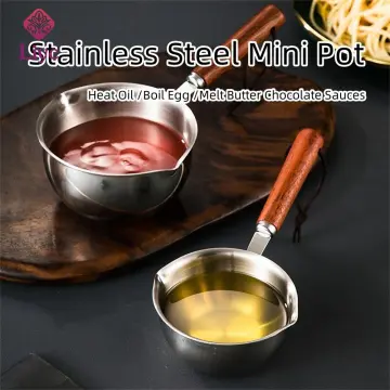 Scale Design Oil Pot Small Milk Pot Stainless Steel Saucepan with Handle  Deepen Pouring Oil Pot