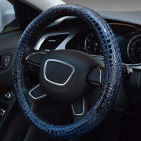 38cm Universal Auto Car Steering Wheel Cover Leather Crocodile Pattern Car Wheel Cover Auto Interior Styling Black Brown Blue