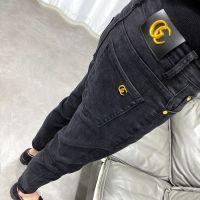 European station mens  fashions men skinny pants men Luxury brand men trouser black handsome stretch teenagers denim jeans