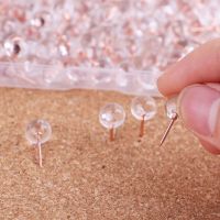 100pcs Transparent Rose Gold Pushpins Thumb Thumbtack Board Round Ball Drawing Photo Wall Studs pin Clips Pins Tacks