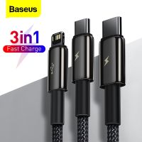 325วังฮีขายดี - / Baseus 3 In 1 USB Type C เคเบิ้ลสำหรับ iPhone 12 Pro Max Micro USB Android สายโทรศัพท์มือถือสำหรับ Samsung Xiammi USBC ข้อมูลลวดสายไฟ