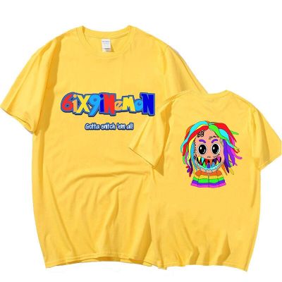 6Ix9Ine Scum Gang Mens New Tshirt Tekashi69 Gotta Snitch Em Letter Print Cotton