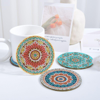 6 Pcs 5D Diamond Painting Kit Coaster 6 Pcs Diamond Painting Coasters 5D Diamond Painting Kit Coaster 5D DIY Round Rhinestone Ceramic Cork Coaster For Beginners Adults Kids Art Craft Supplies