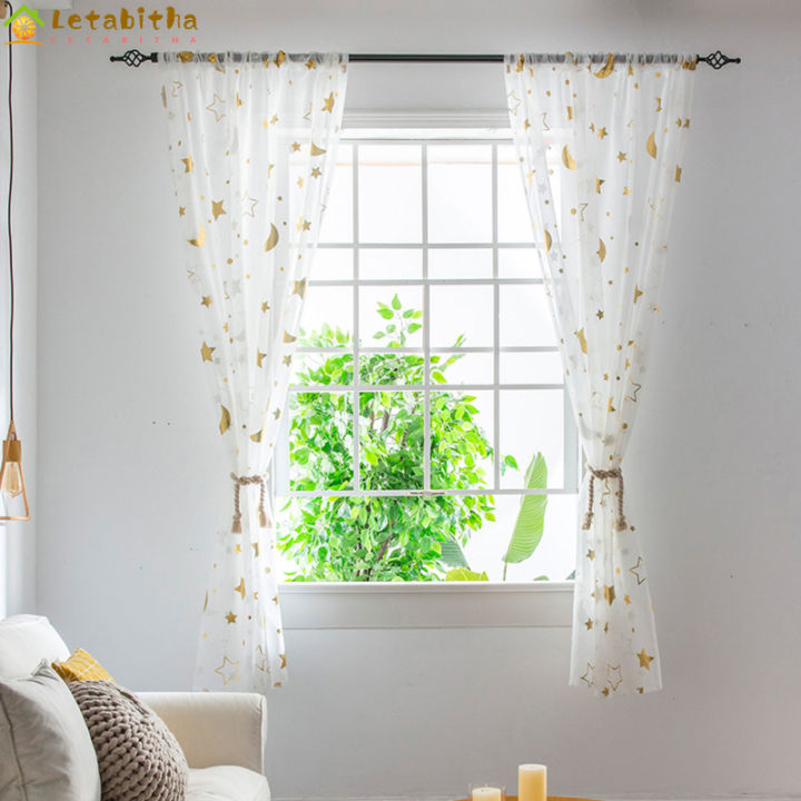 lebitha-ผ้าม่านหน้าต่างพิมพ์ลายพระจันทร์ดวงผ้าม่านโปร่งโปร่งแสงสำหรับตกแต่งห้องนอนห้องนั่งเล่นในบ้าน